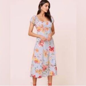 ASTR Blue Floral Dress with Puff Sleeves